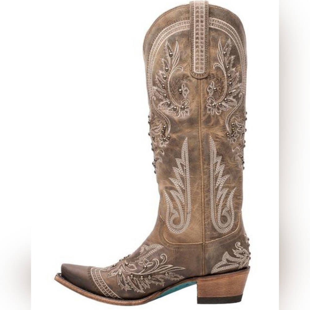 Lane Santorini Women's Embroidered Taupe Western Heeled Boot - Picture 2 of 15